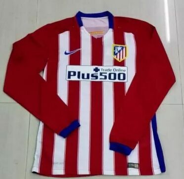 2015-16 Atletico Madrid Home Soccer Jersey LS